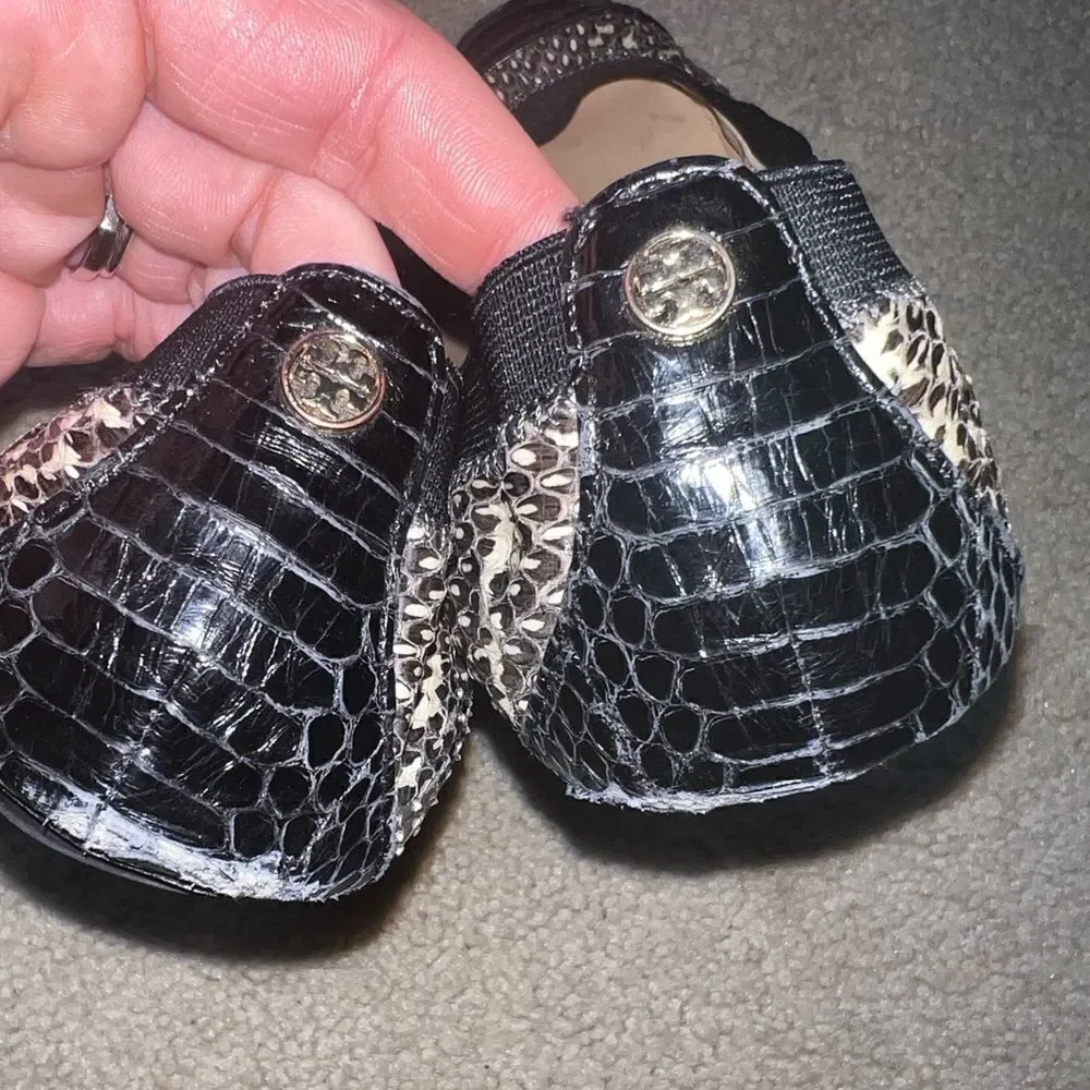 Tory Burch Snake Cap Toe Flats Size 7.5